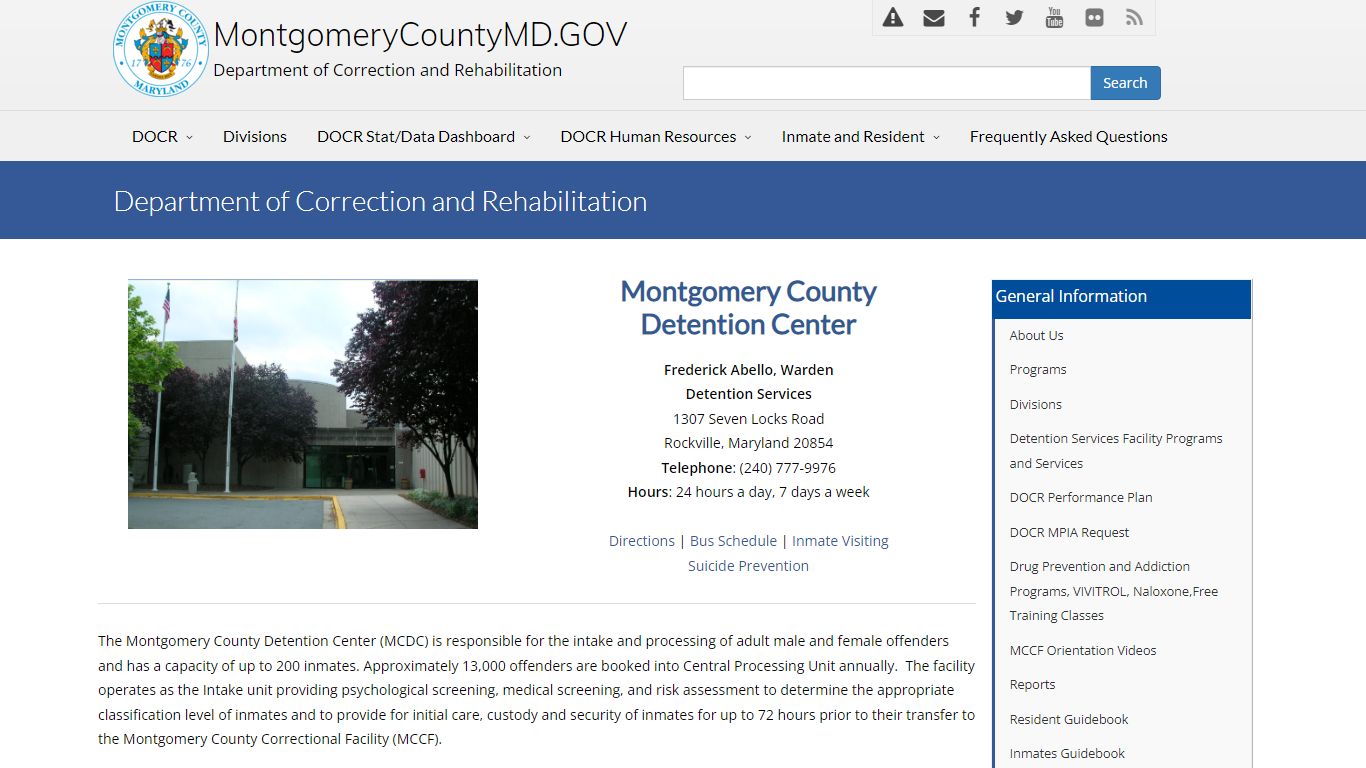 Montgomery County Detention Center (MCDC) - Seven Locks Road ...